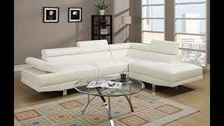 Poundex 2 Pieces Faux Leather Sectional Right Chaise Sofa [upl. by Artemed230]