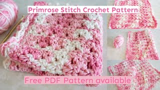 Pretty Primrose Stitch Crochet Pattern Easy Stitch Left Handed Cotton Dishcoth [upl. by Rosenstein865]