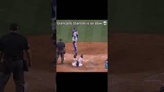 How slow is Giancarlo Stanton 😭 newyork yankees losangeles dodgers [upl. by Nyllek256]