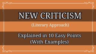 New Criticism Literary Theory Explained in 10 Easy Points englishliterature literarycriticism [upl. by Chicoine]