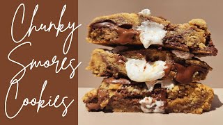 How to make Chunky Smores Cookies  NYC Style  Recipe [upl. by Kenison729]