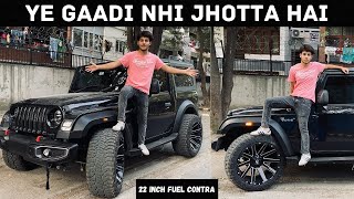 6 lakh ki modification😵🤑 THAR WITH 22 INCHES FUEL CONTRA🔥♥️ FULL BLACK thar 22inch walivlogs [upl. by Papp]