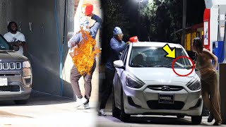 Dumping Gasoline On Cars In The Hood Prank GONE VERY WRONG [upl. by Oek]