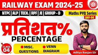 🔴PERCENTAGE04 प्रतिशत  RAILWAY MATHS PYQ SERIES  FOR NTPC RPF ALP GROUPD  ADITYA SIR [upl. by Arron]