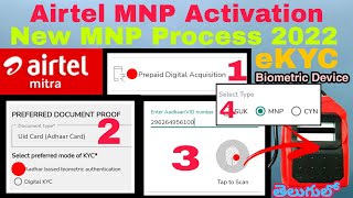 Airtel MNP Activation eKYC Process 2022 in Telugu  eKYC Biometric MNP Activation Process New Update [upl. by Medeah841]