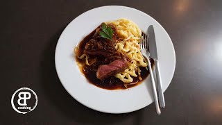 Schwäbischer Zwiebelrostbraten mit handgeschabten Spätzle Sauce gibts in einem anderem Video [upl. by Ronyam]