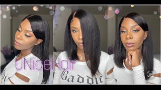 Short Straight Asymmetrical Bob Lace Front Wig With Side Part [upl. by Ninette]