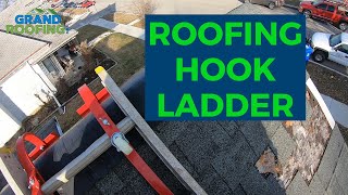 Rooftop safety how to work on a steep roof  with a hook ladder [upl. by Elylrac]