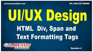 Session4  HTML Div Span and Text Formatting Tags  UIUX Design Tutorials [upl. by Esiralc20]