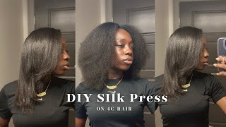 Easy Silk Press for Natural Hair  Type 4 hair friendly  At home silk press with babyliss flatiron [upl. by Ahsykal]