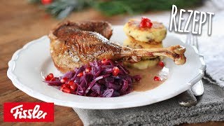 Leckeres Weihnachtsessen Knusprige Gänsekeule mit Rotkohl kochen [upl. by Eyk]