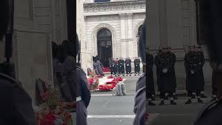 The layers of wreath and the Marching at the Remembrance Day event [upl. by Etram]