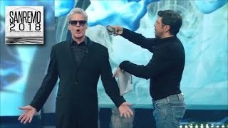 Sanremo 2018  Pierfrancesco Favino introduce il BaglionONE il presentatore del futuro [upl. by Nihahs99]