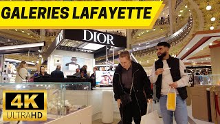 Les Galeries Lafayette Haussmann Paris Walking Tour【4K 60fps】 🇫🇷 France luxury shopping mall [upl. by Enaej]