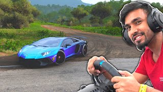 DRIVING A LAMBORGHINI AVENTADOR WITH REAL STEERING WHEEL  TECHNO GAMERZ GTA 5 [upl. by Argus]