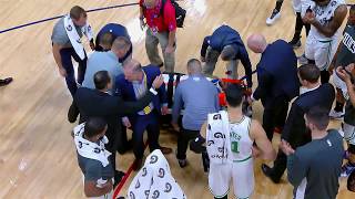 Kemba Walker stretchered off court after scary collision [upl. by Kamp570]