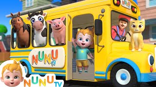 Wheels On The Bus With Animals  Animal Song  Nursery Rhymes amp Kids Songs  NuNu Tv [upl. by Neersin257]