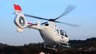 SAMU 12  Eurocopter EC135 sunset takeoff from AlbiLe Séquestre airport LBILFCI [upl. by Mccandless]