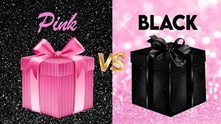 Choose your gift 😍🎁💖  2 gift box challenge  black VS pink chooseyourgift giftboxchallenge [upl. by Aerahs540]