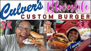 Trying out the Bloves triple Swiss amp Mushroom Burger Culver’s Bloveslife Mukbang foodie w [upl. by Lizned]