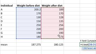 How to perform paired ttest in Excel [upl. by Towney]