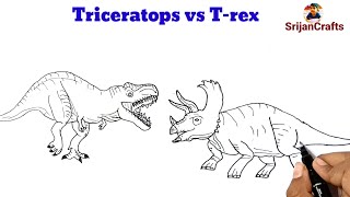 How to draw dinosaurs  Jurassic World  Trex vs Triceratops drawing  dinosaur drawing Dinosaur [upl. by Zanas]