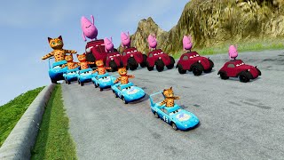 Epic Battle Big amp Dino Cat Head Cars vs Uncle Topolino Egg Cars BeamNG Drive [upl. by Conlan]