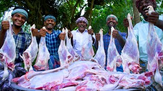 20 GOAT MUTTON LEGS  Full Mutton Leg Fry Recipe Cooking in Village  Fried Mutton Recipes [upl. by Gristede]