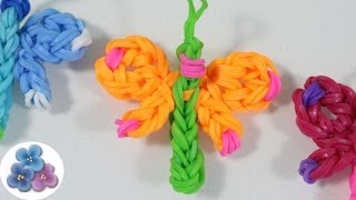 Como Hacer una Libelula de Gomitas sin Telar Rainbow Loom video Tutorial DIY español Pintura Facil [upl. by Innis205]