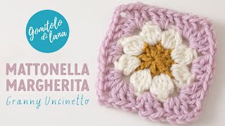 🌼 Mattonella Granny Square con fiore Margherita 🌼 [upl. by Neersin]