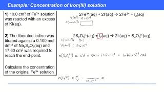 KAC315  Titrations II Redox Multistep Redox Titration Calculations IodineThiosulfate [upl. by Wojcik603]