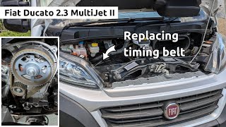 Cambelt change on a Fiat Ducato 23 MultiJet II timing belt amp water pump replacement [upl. by Ronacin6]