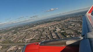 Takeoff from Montreal Trudeau with Beautiful View of the City Olympic Stadium and StLawrence River [upl. by Notac]