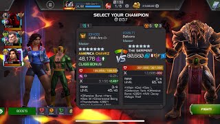 AW Season 53 America Chavez vs Serpent on Node 39 Prowess Buildup  Power Snack mcoc [upl. by Ahsytal]