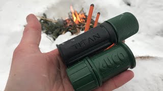 FIRE IN A SNOW STORM with TITAN Matches from UCO  Behemoth Sweet Fire [upl. by Ahron]