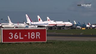 Vliegtuigen van delegaties geparkeerd op Polderbaan [upl. by Iloj]