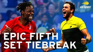 Matteo Berrettini vs Gael Monfils epic fifth set tiebreak  US Open 2019 [upl. by Emawk518]