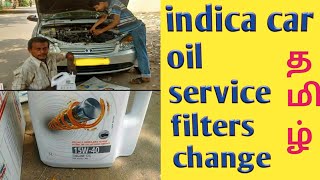 Indica car oil service and filters change in tamil [upl. by Hadlee]