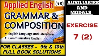 exercise 72  auxiliaries and modals  Applied English Grammar  class 9 amp10 [upl. by Branden806]