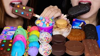 ASMR RAINBOW VS CHOCOLATE BIRTHDAY CAKE POPS UNICORN PUDDING MampMS OREO ICE CREAM CACAO MACARONS [upl. by Droflim]