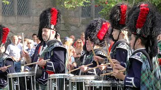 Drum Corps march out for drum salute during Beating Retreat after 2023 Ballater Highland Games [upl. by Sherlocke]