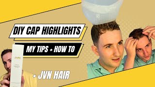 Bleaching hair using a cap at home for men  jvn hair styling  TUTORIAL [upl. by Lynnette]