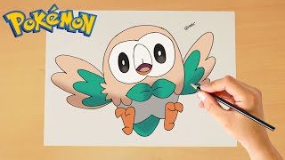 How to draw Rowlet  Step by step  Alola  Pokémon  0722 [upl. by Amzu546]