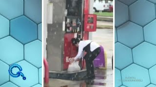 Sorprenden a señora huachicolera en gasolinera  Qué Importa [upl. by Ocirnor]