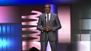 Derrick Johnson of the NAACP presents Shannon Sharpe with his 28th Annual Webby Award Webbys [upl. by Ailegna]