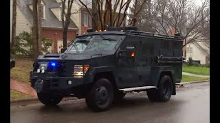 RAW VIDEO Militarystyle truck with battering ram in Raleigh neighborhood [upl. by Muhcan]