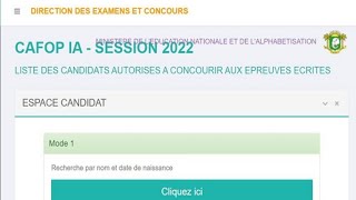 Concours DEntrée Aux CAFOP 2022  Date Des Epreuves Ecrites Disponible  Imprimer Vos Convocations [upl. by Aznecniv]