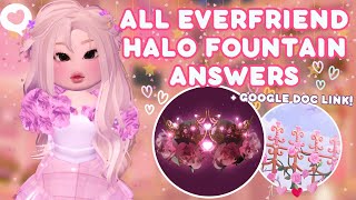 EVERFRIEND HALO FOUNTAIN ANSWERS 2024 💌 ✨Valentines Update Royale High 🌹 [upl. by Natanhoj]