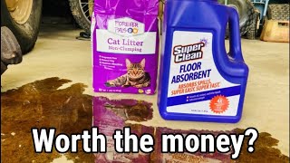 Super Clean floor absorbent vs cat little oil spill [upl. by Cherish]