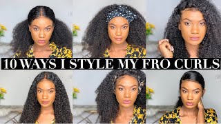 10 Easy Ways To Style A Curly Wig  10 Easy hairstyles for Fro curls [upl. by Eikram]